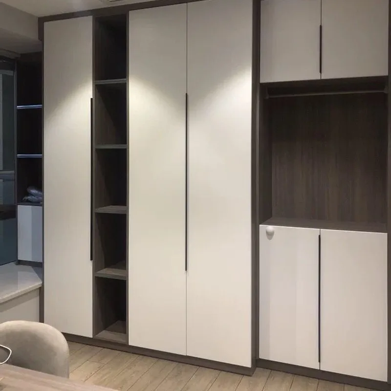 مقابض أبواب طويلة حديثة وبسيطة بحافة سوداء وختم خزانة مخفية تسحب لخزائن الأدراج والأثاث غير المثقوب