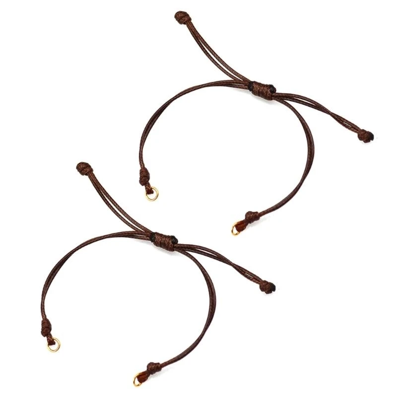 2 Pcs Colorful Wax Rope Bracelet Braided Bracelet with Open Buckles for Girls