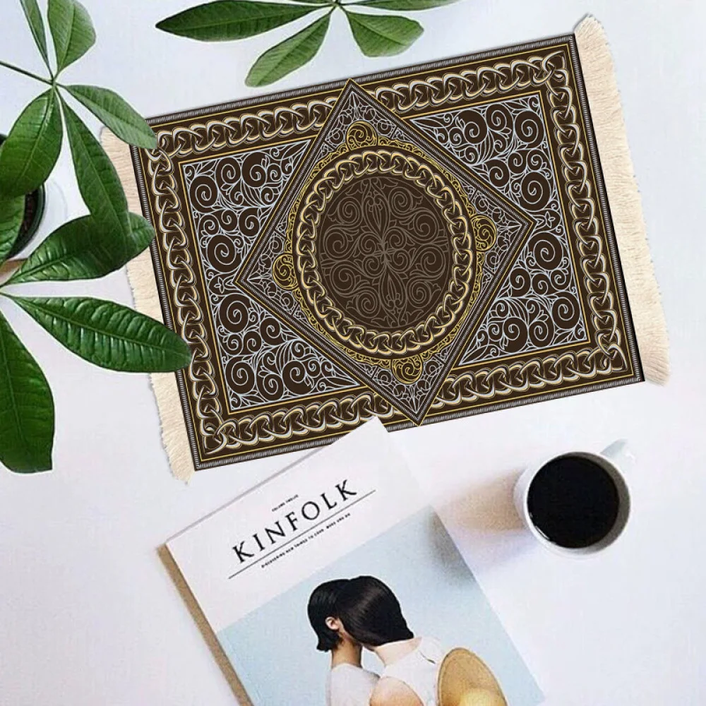Vintage European Tassel Desk Mat Anti Slip Rubber Mouse Pad Aesthetic Dining Placemat Home Office Table Organizer Pad