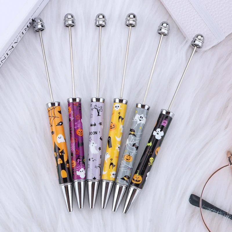 

【 Halloween Theme 】 6PCScreative Halloween themed plastic material black ink DIY bead ballpoint pen set (Random style)