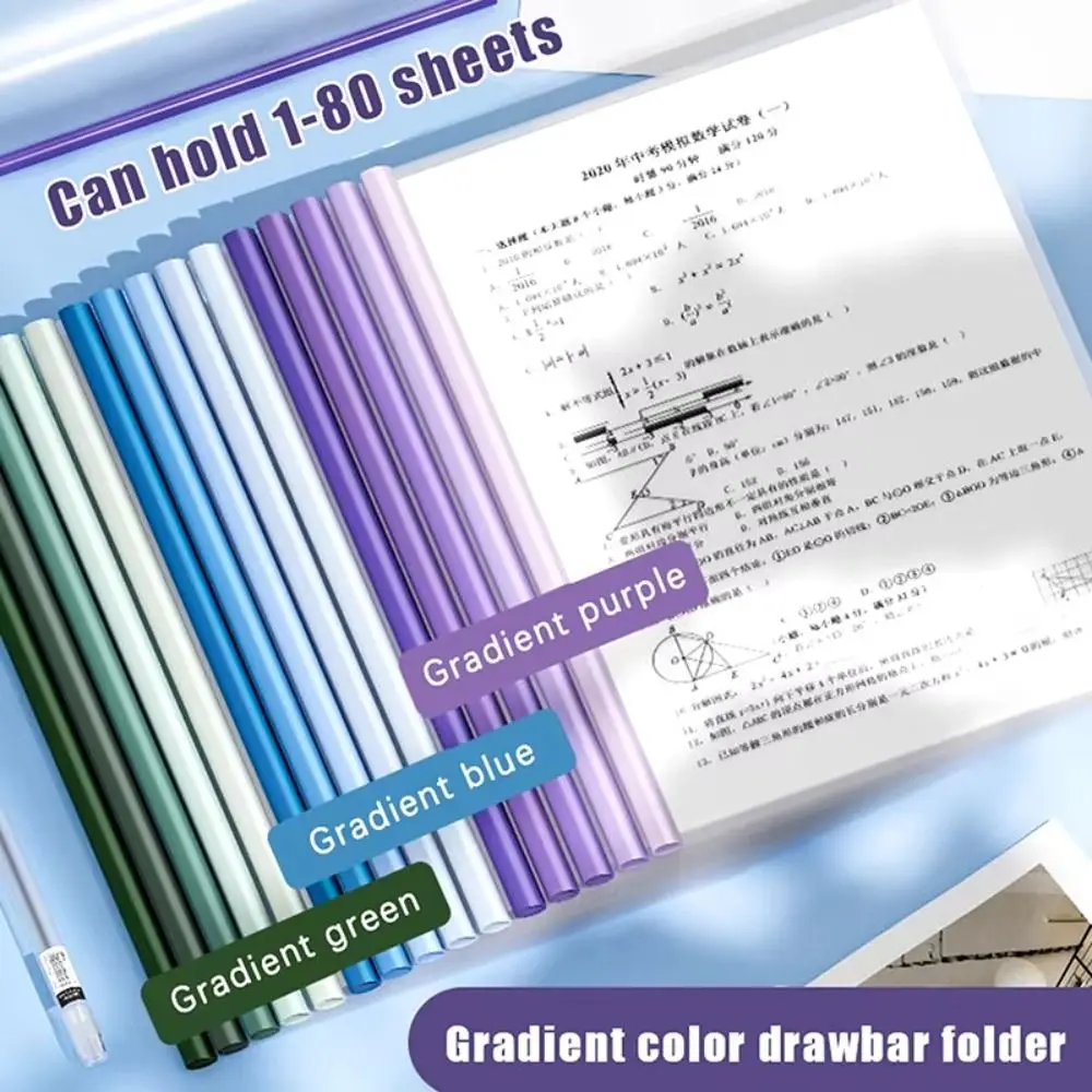 10 unids/set de carpetas de archivos A4 de Color Morandi degradado, Clip de almacenamiento de papel de prueba transparente impermeable, varilla de dibujo, organizador de archivos de oficina