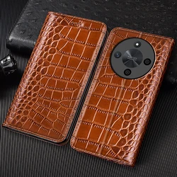 Crocodile Genuine Leather Flip Case For Realme 9 10 11 12 13 14 14T 15 P3 P3X Pro Plus Ultra Phone Wallet Cover Cases