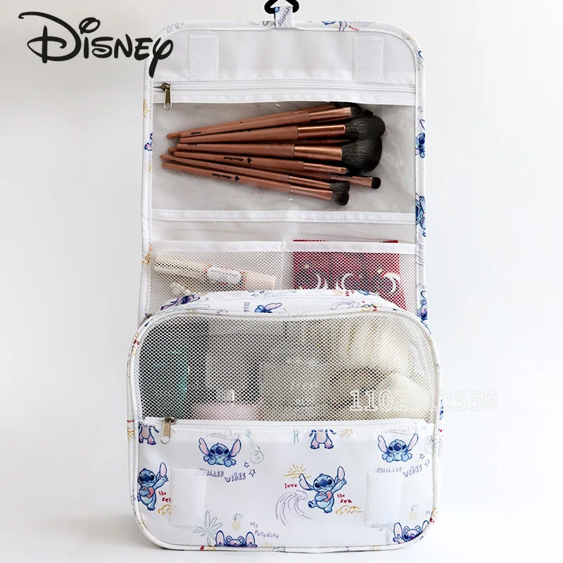 Bolsa de maquillaje portátil de marca de lujo de Disney, bolsa de almacenamiento de maquillaje de gran capacidad, impermeable, dibujos animados de moda, bolsa de lavado, nuevo