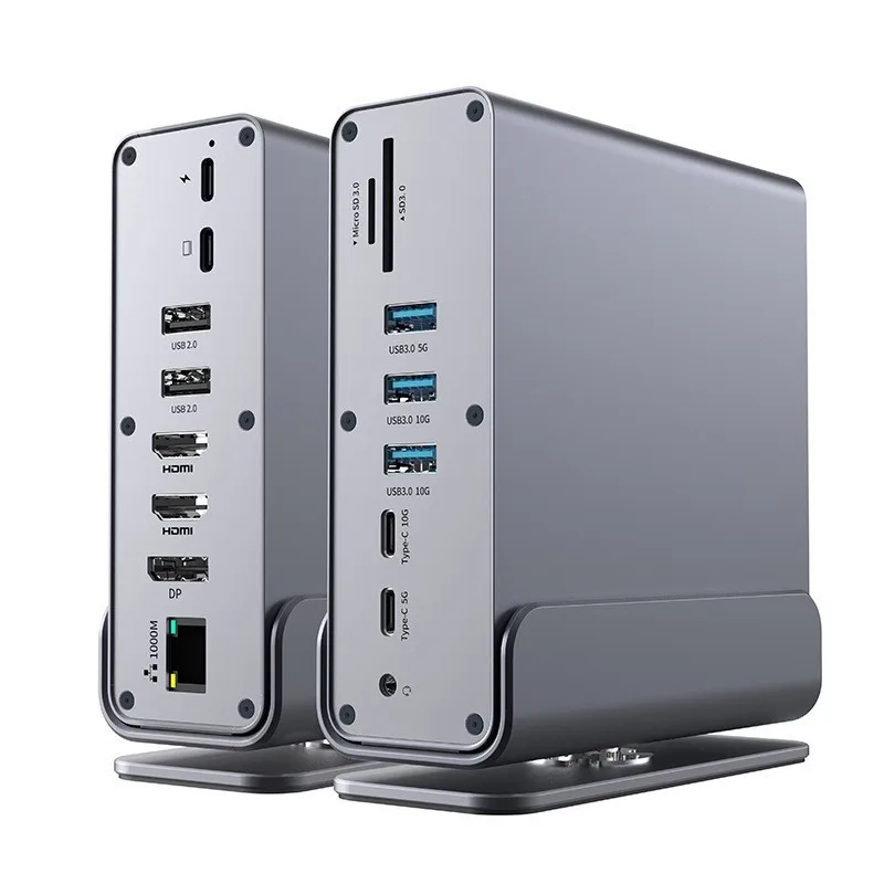 

15-in-1 USB-C Docking Station Multiport USB HUB with HD 4K60Hz DP USB TF/SD Gigabit Ethernet Audio Port for Laptop Expansion