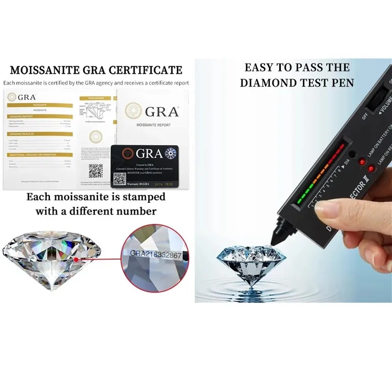 Lonian & C خاتم مويسانيتي كامل قابل للتكديس 3 مللي متر 0.7CT مطلي بالبلاتين 925 فضة سبعة نجوم صف خواتم مجوهرات أنيقة