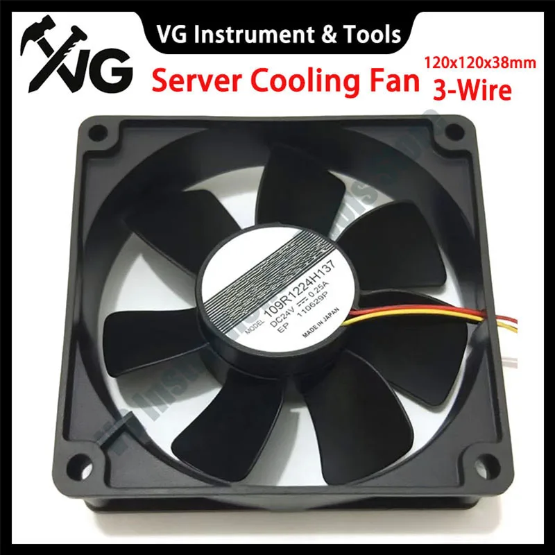 For Original SANYO DENKI 109R1224H137 DC 24V 0.25A 120x120x38mm 3-Wire Server Cooling Fan