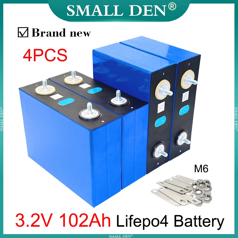 4PCS Grade A  3.2V 102Ah LifePO4 Battery Rechargeable 3C High Current Cell DIY 12V 24V 48V E-car RV Golf Cart Yacht Solar system