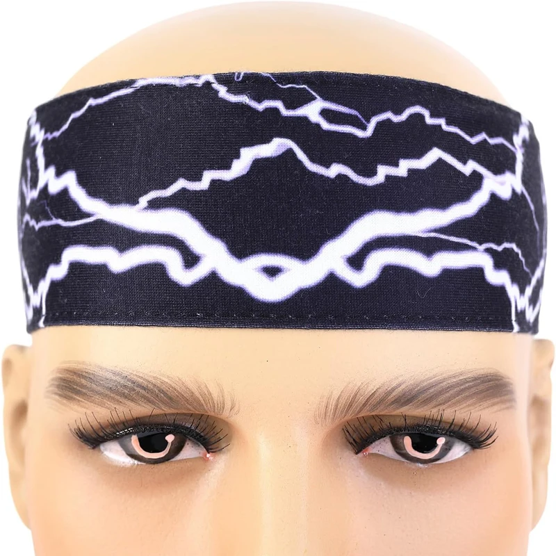 Black Lightning Costume Headband Bandana Patterns for Men\'s Kids Movie Cosplay Halloween Party