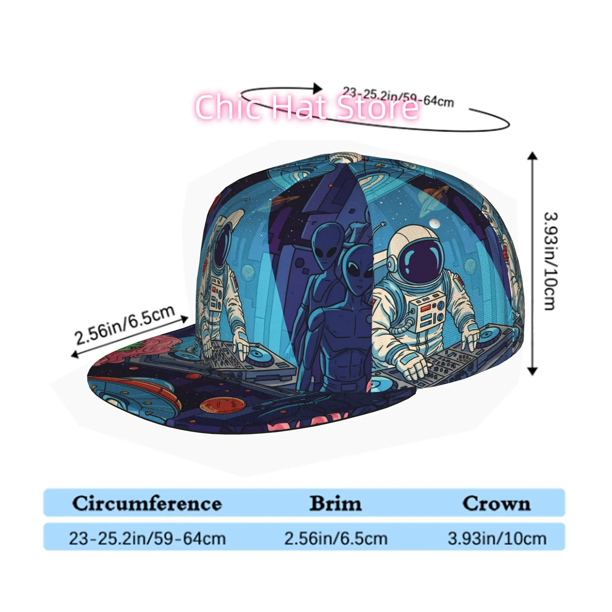 Men' & Women' Astronaut DJ UFO Trucker Hat - Adjustable Snapback Cap with Flat Brim, Soft Round Top Suitable for Skateboarding,
