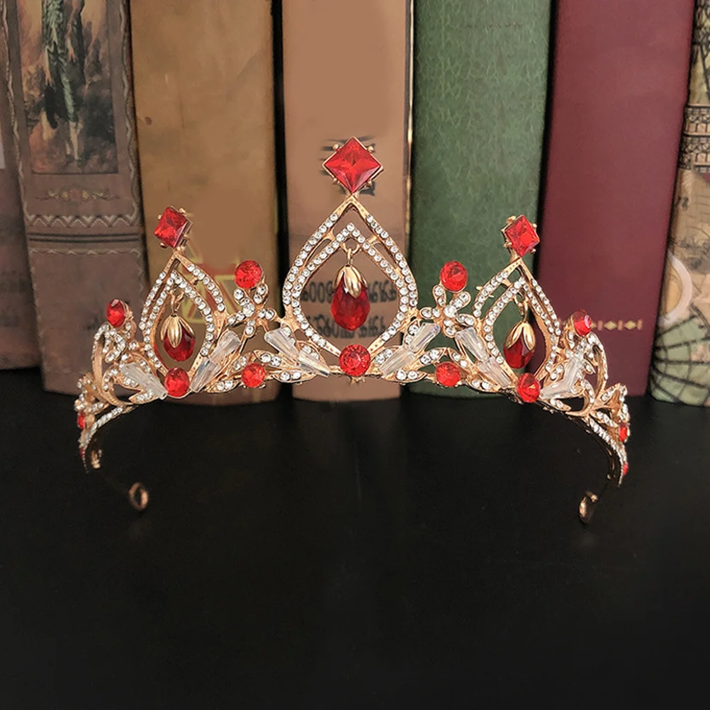 Crown Necklace Ear Clip Head Band Girl Accessories Red Zinc Alloy Child Toddler Earrings