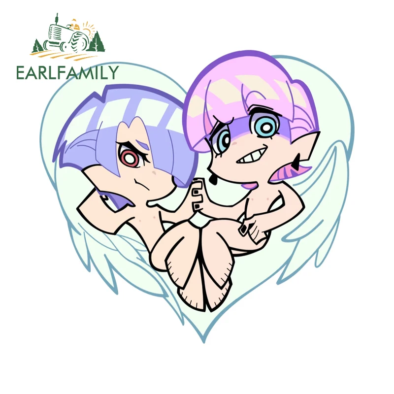 EARLFAMILY Creative Polyester Polyurethane Car Stickers Kawaii Cartoon Heart Shape Deisgn Bumper Decals Scratch-Proof Car Goods