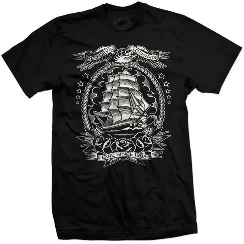 BRAND NEW Red Devil Clothing MARINER BLACK T Shirt SMALL 5XLARGE MPT 420 BLK