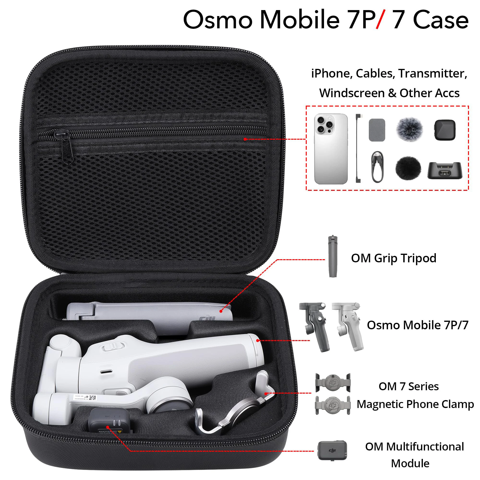 

Osmo Mobile 7P Case, PU Leather Portable Shoulder Bag Storage for DJI Osmo Mobile 7 Pro/7 Gimbal Stabilizer and Accessories
