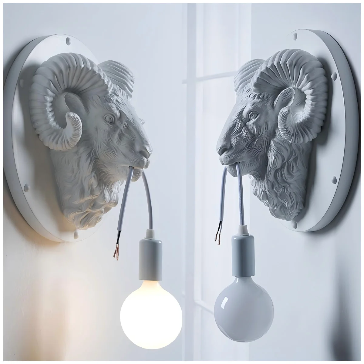 Nordique morsure ligne mouton tête appliques salon salle à manger étude chambre café Bar nuit Animal tête applique murale décor