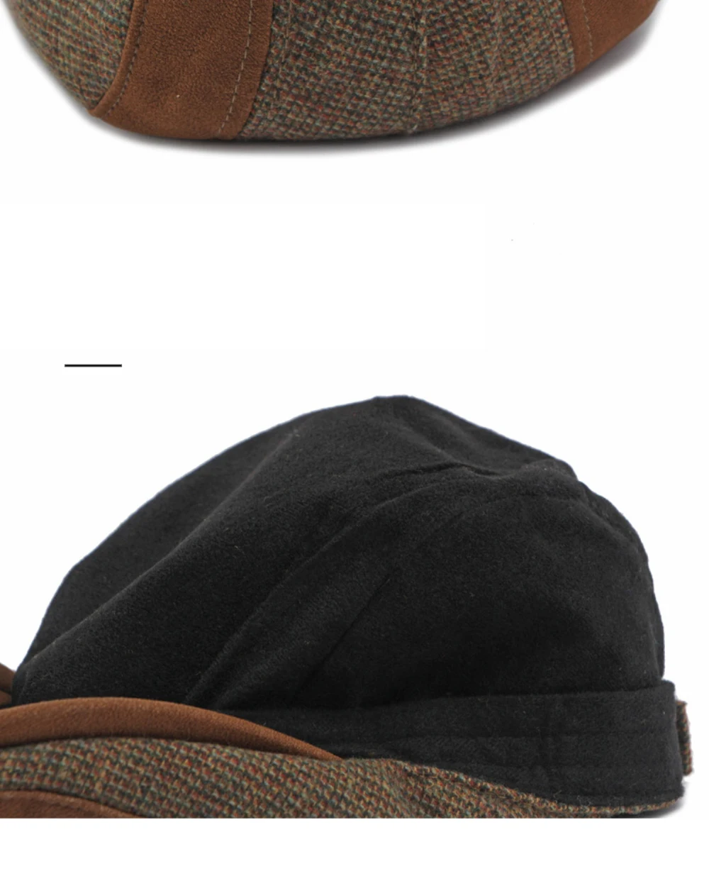 HT5165 Herren- und Damen-Baskenmütze, Künstlermütze, Wollmütze, dicke, warme Ivy-Flatcap, mit Fleece gefüttert, für Herbst und Winter. – Detail 6