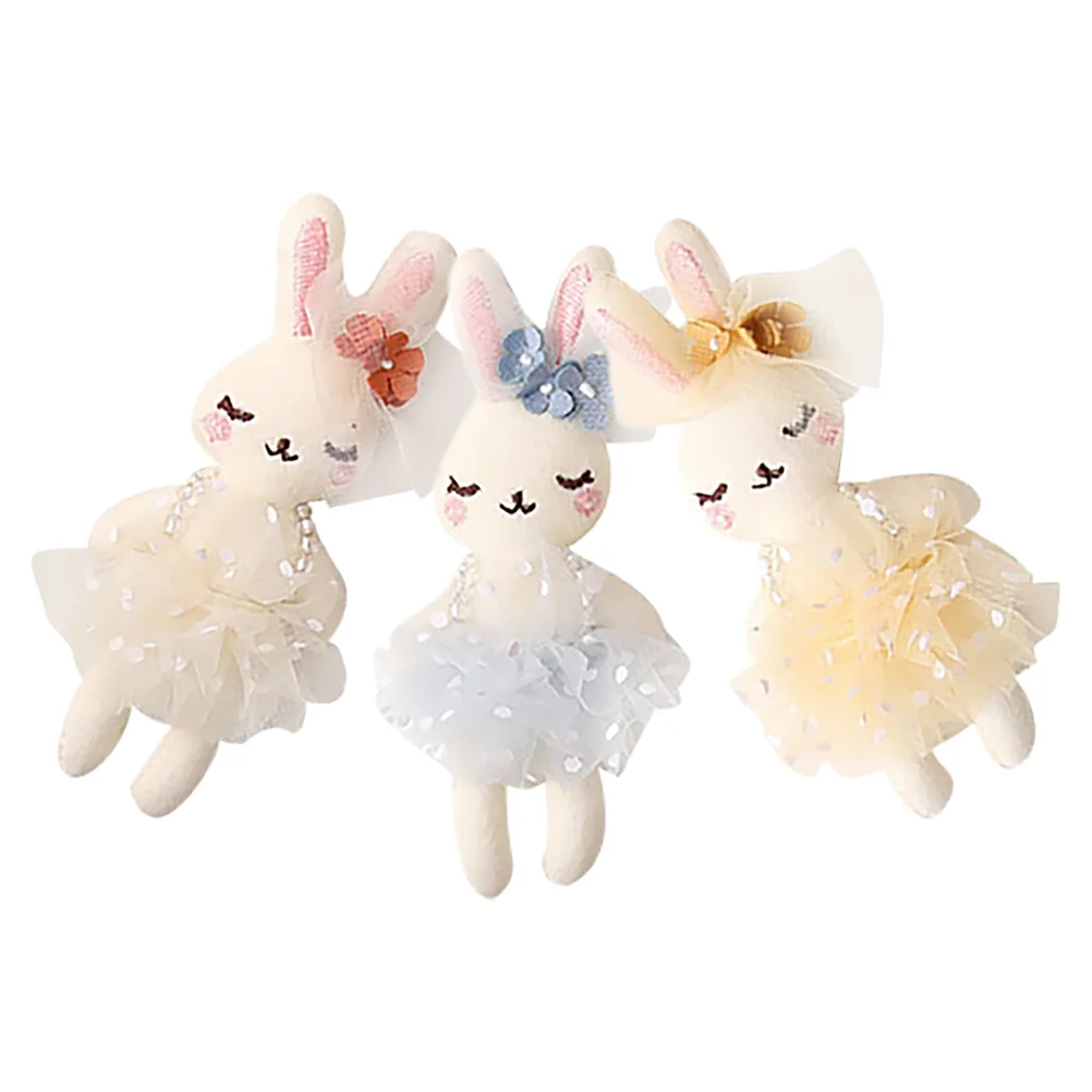 

3 Pcs Plush Rabbit Cotton Stuffed Bunny Toys Handmade Supplies Accessories DIY Dolls