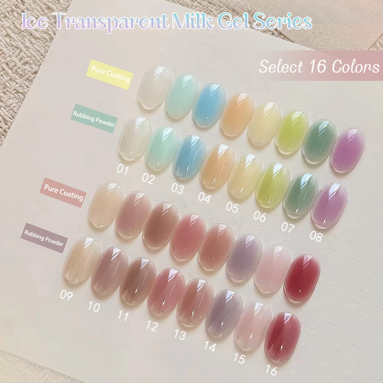 1-16pcs PSK New Ice Transparent Milk Jelly Gel Nail Polish 2026 Summer Popular Dopamine Candy Color Cream Pudding Gel Nail Art