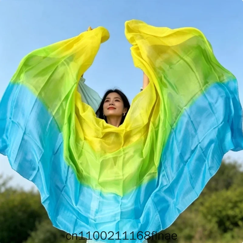 Belly Dance Scarf Silk Hand Throwing Gradual Color Change Dance Practice Performance Gradual Hand Scarf