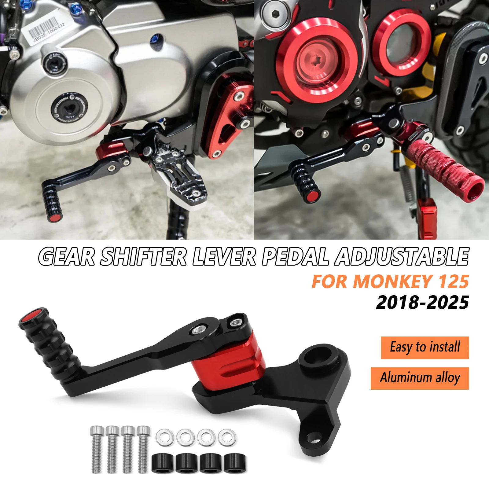 

Для MONKEY 125 2025 monkey 125 2018-2023 2024 мотоциклетный алюминиевый каблук с носком, рычаг переключения передач, черные подножки переключения передач