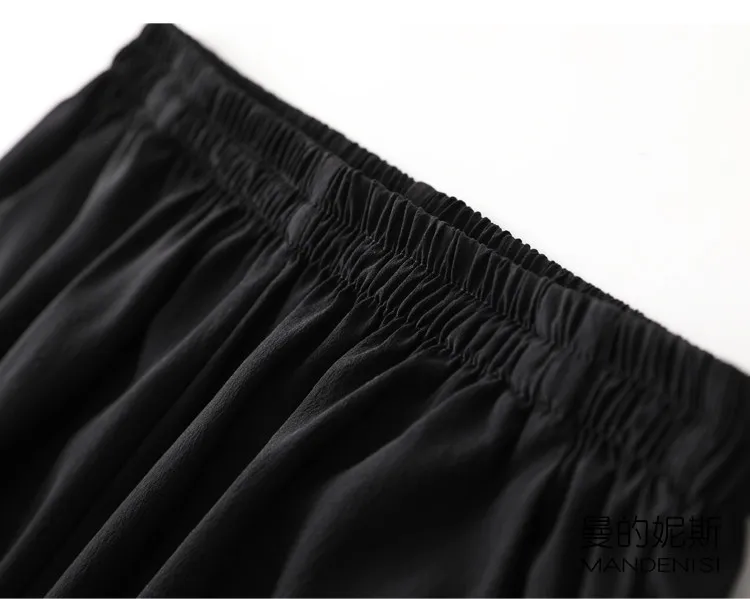 Tcyeek 100% Natural Silk Pants Women Summer Clothes Casual Elastic Waist Wide Leg Pants Solid Color Woman Trousers Streetwear
