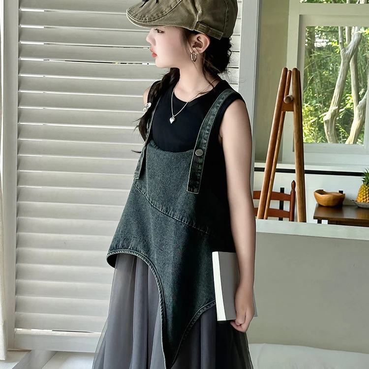 Girls Two-piece Set 2024 New Summer Childrens Clothing CuHK Childrens Summer Clothing Loose Vest Two-piece Set Leisure Simple image 5