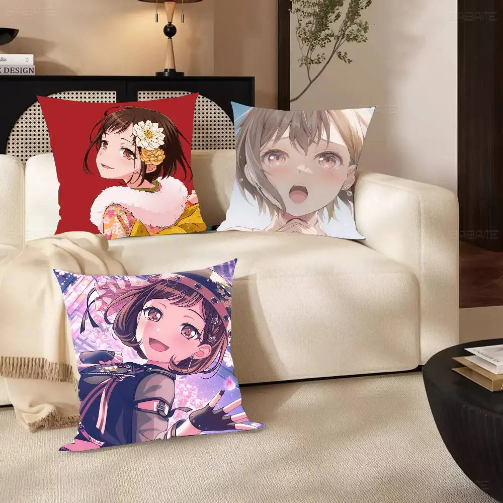 Tsugumi Hazawa Anime B-BanG Dream Pillow Case Fashion Square Pillowcase Bedroom Sofa Room Ins Decoration Leisure