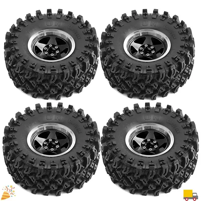 4Pcs 136Mm Metal 2.2Inch Beadlock Wheel Rim Tire Set For 1/10 RC Crawler Car Axial SCX10 Wraith RR10 Capra TRX4 YK4082