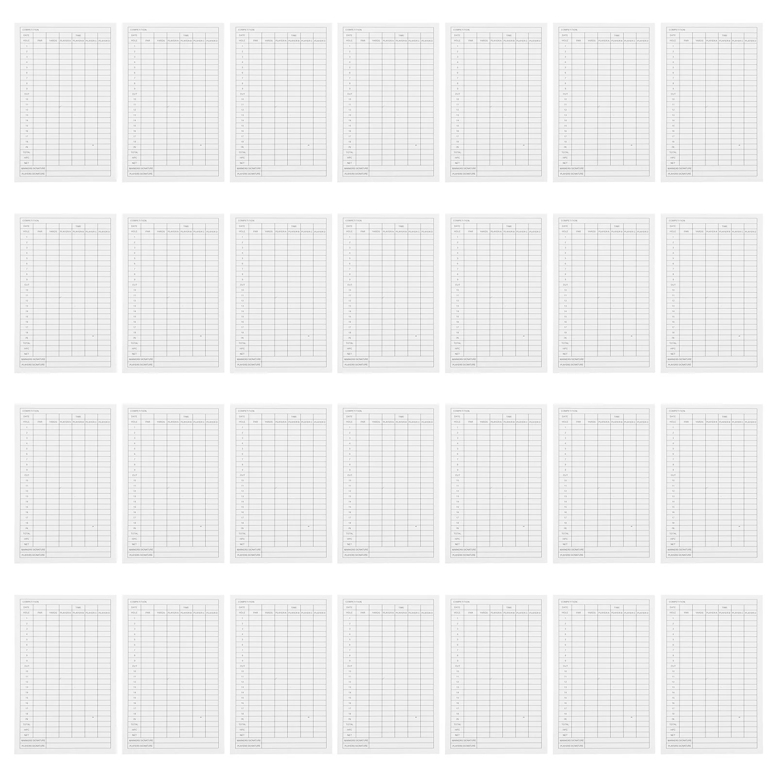 

30 Pcs Golf Scorecard Coated Paper Supplies Portable Lightweight Smooth Writing Term Use Golfs Accessories