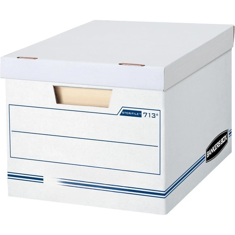 

Box 30 Pack STOR/FILE Basic Duty File Storage Boxes, Standard Assembly, Lift-off Lid, Letter/Legal, White/Blue