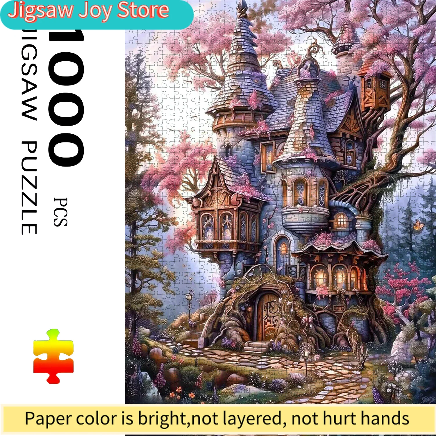 Dreamy Pink Treehouse Puzzle - 70cm X 50cm Large Durable Cardboard Puzzle with Vibrant Design, Ideal for and Family Games, Fo