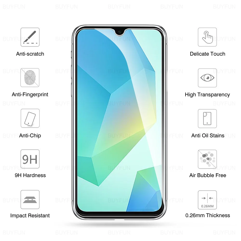 Protecteur d'écran en verre pour Samsung Galaxy, Samsung Galaxy A16, A15, 4G, 5G, 9H, Guatemala, 5-1 pièces
