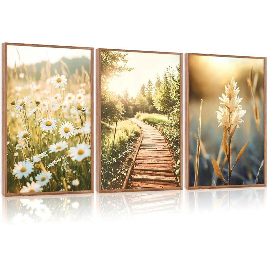 

3 шт., винтажная ромашка, полевая дорожка, полная алмазная живопись, природный пейзаж, 5D алмазная вышивка, мозаика, скандинавские полевые цветы, домашний декор