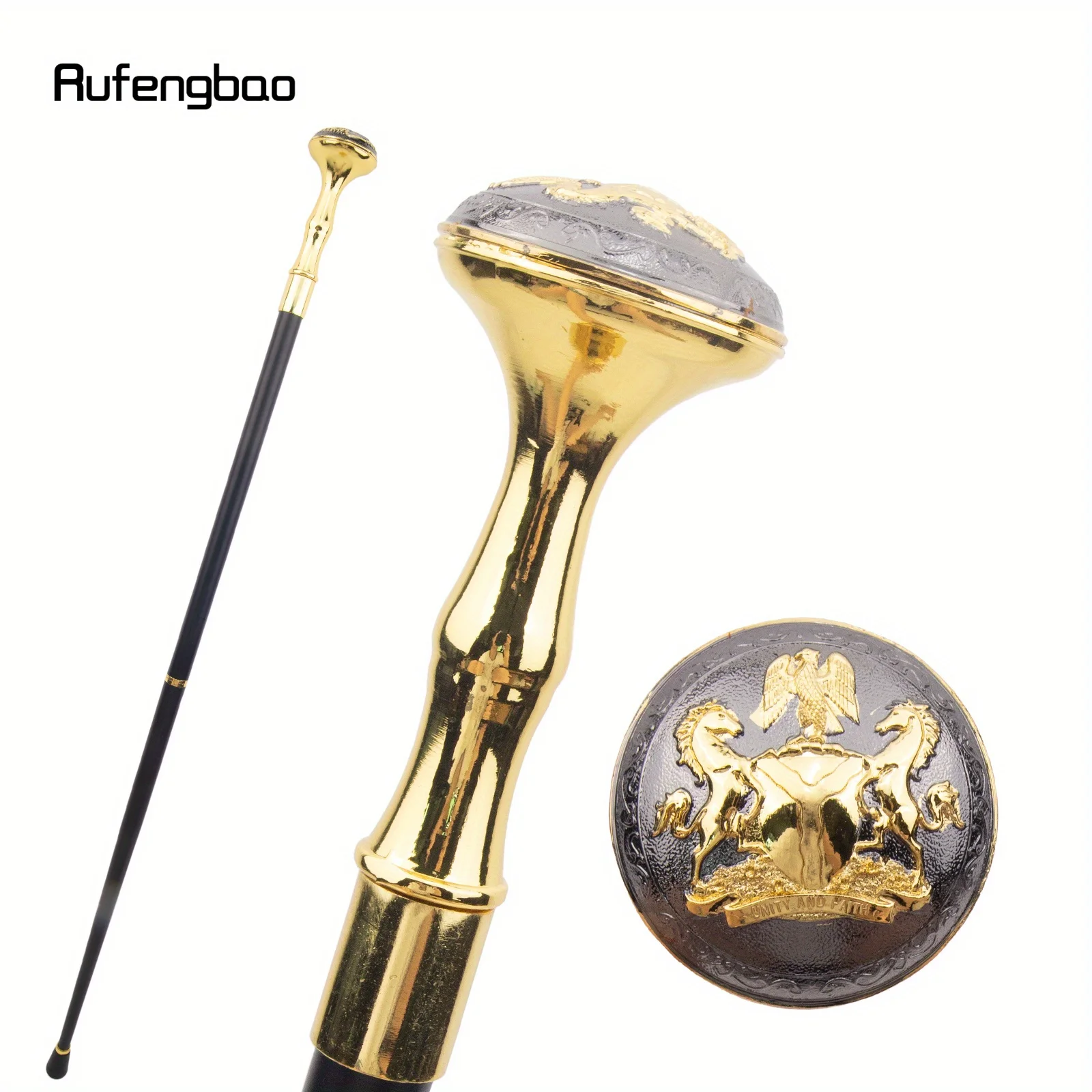 

Золотисто-черная трость Unity and Faith, модная трость, джентльменская ручка Crosier, трость 94 см, сценическая трость