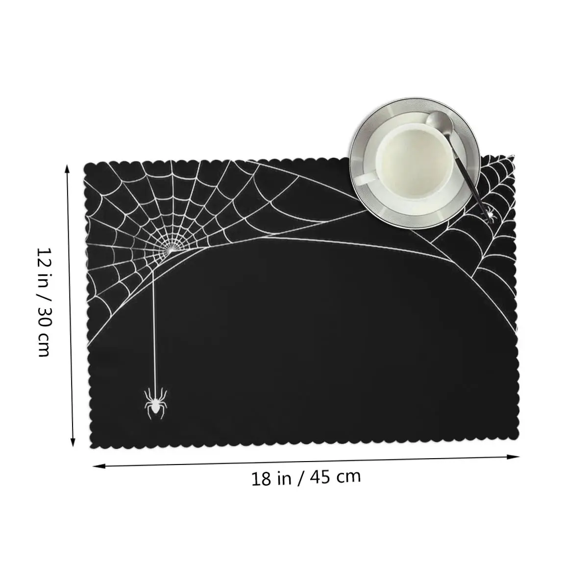Black White Spider And Cobweb Placemat Heat Resistant Plate Mat for Dining Table Bowl Coaster Super Absorbent Mats