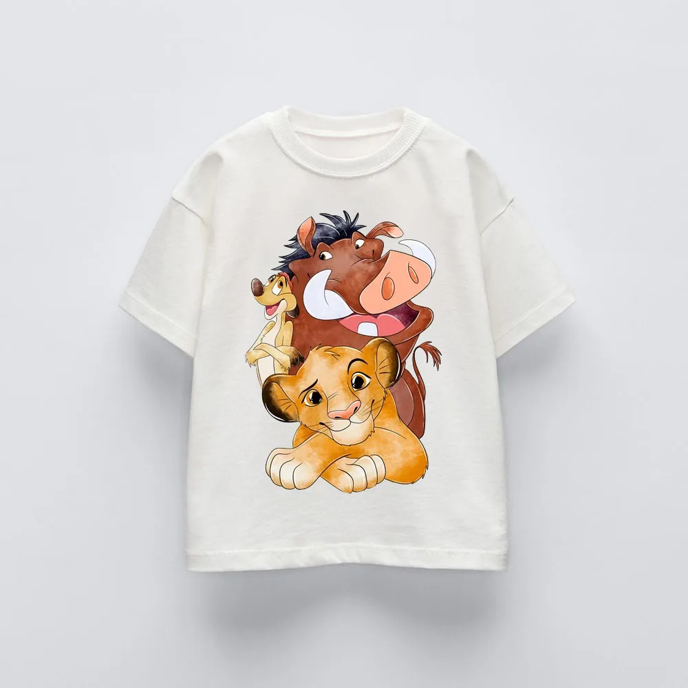 

Summer Cartoon Baby Tees Cute Lion Simba Mickey Mouse Printed Toddler Tshirts Cute Cotton Kids Boy Tops