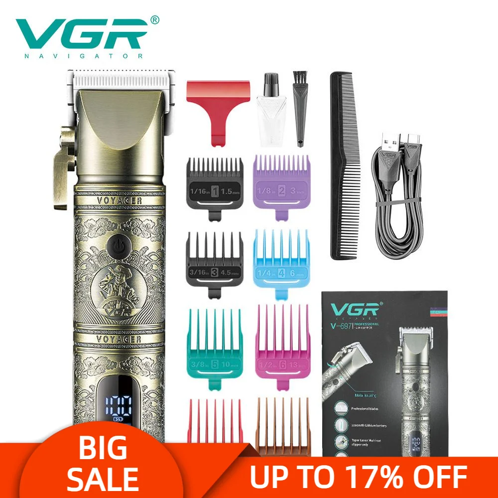 

VGR V-697 Electric Hair Clipper Vintage Metal Professional Personal Care Barber Haircut Trimmer For Men Upgrade T9 LCD VGR 697