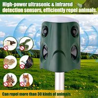 Outdoor 360° Ultrasonic Cat Repellent IP65 Waterproof Cat Deterrent USB & Solar Powered Deterrents for Squirrels Dogs Rats Fox