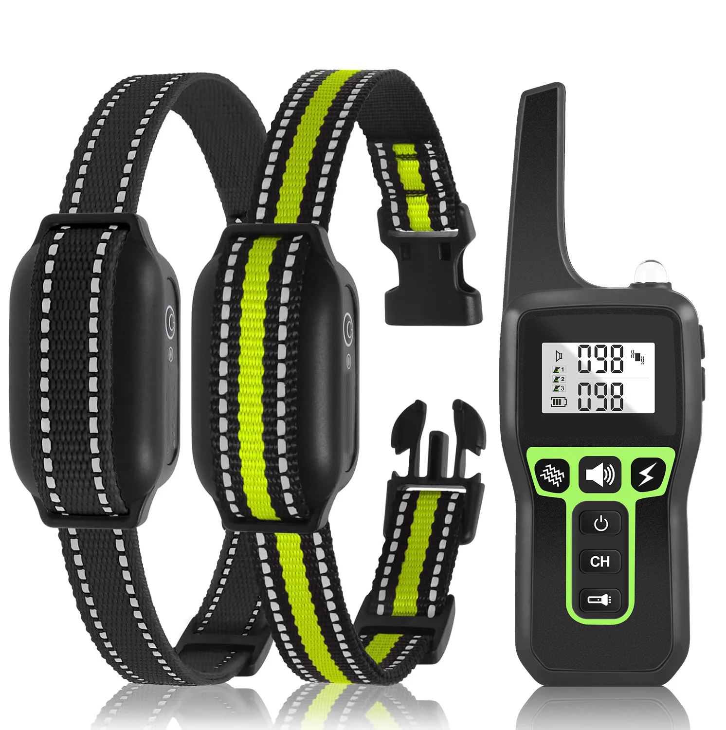 

3300FT Rechargeable Vibration Shock 2 in 1 Pet Dog Training Collar & Automatic Anti Bark Remote