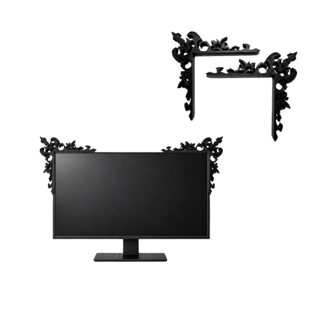 Vintage Gothic Baroque Monitor Corner Decor, Carved Screen Style Ornament, DIY Aesthetic Decoration for PC Monitor