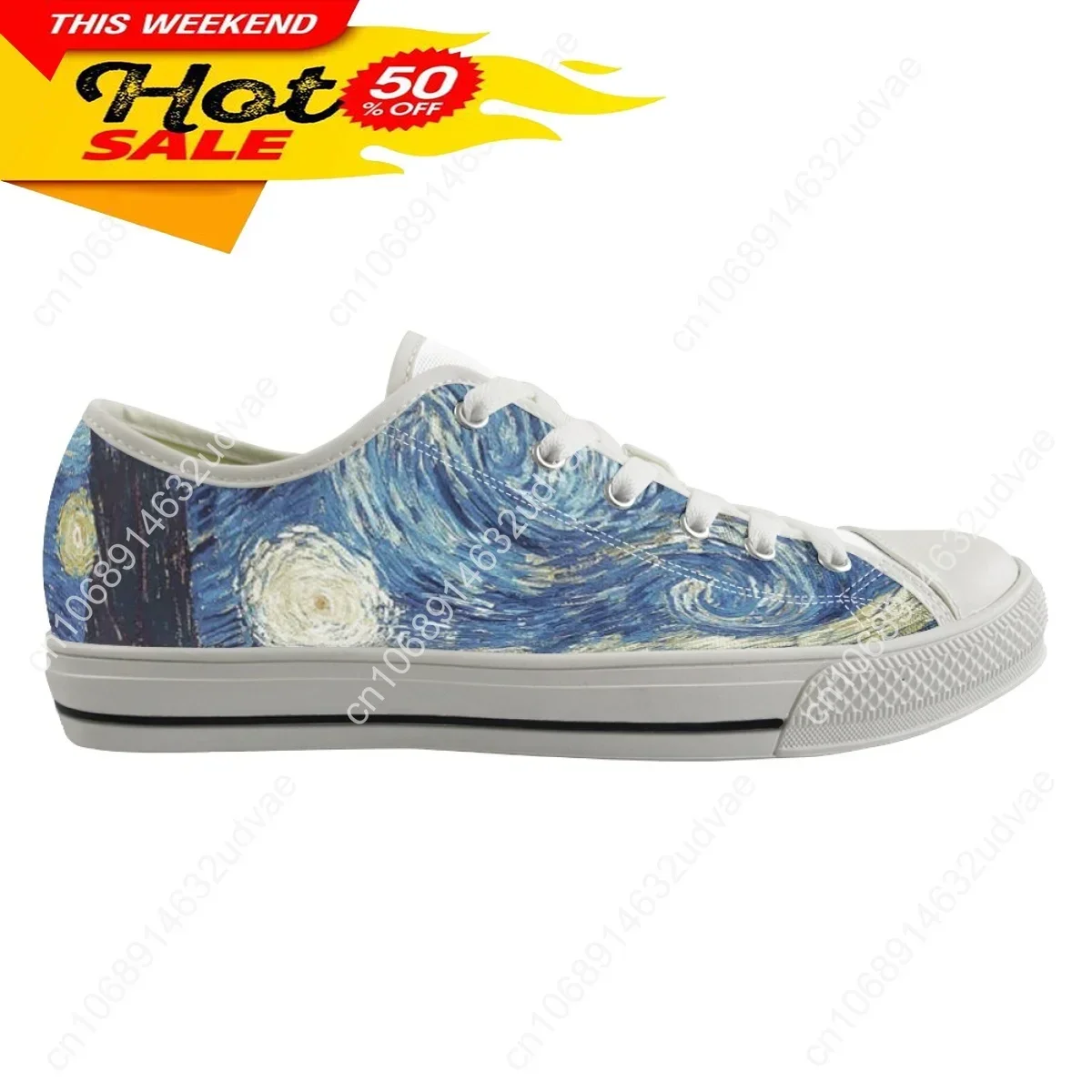 Ladies Shoes Casual Vincent Van Gogh Starry Night Print Women Low Top Canvas Flats Shoes For Girls 2024 Fall Zapatillas De Mujer