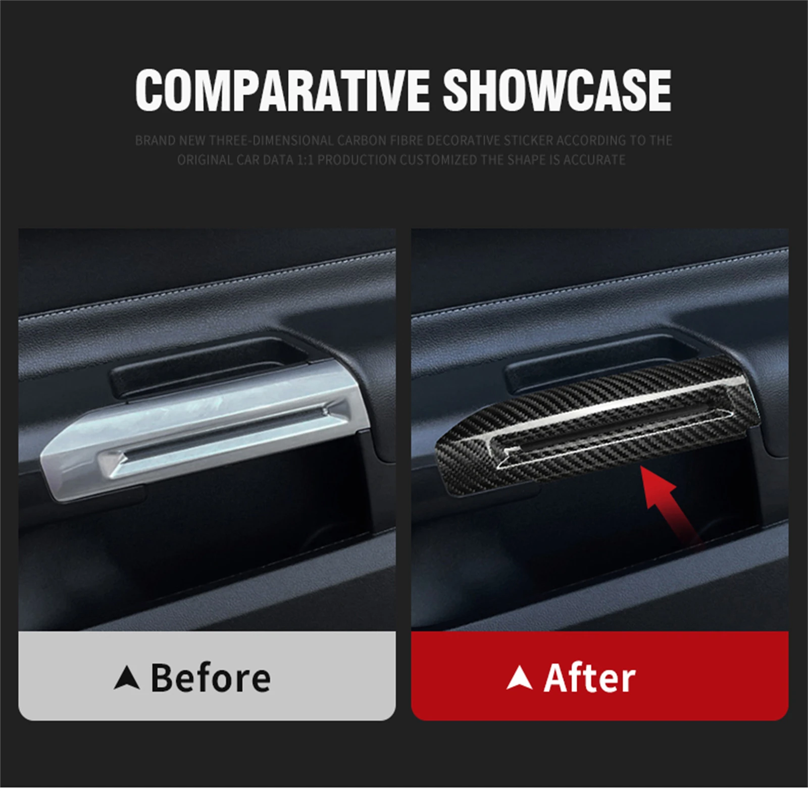 Car Interior Door Handle Cover Armrest Decorative Frame Trim For Ford Mustang 2015-2024