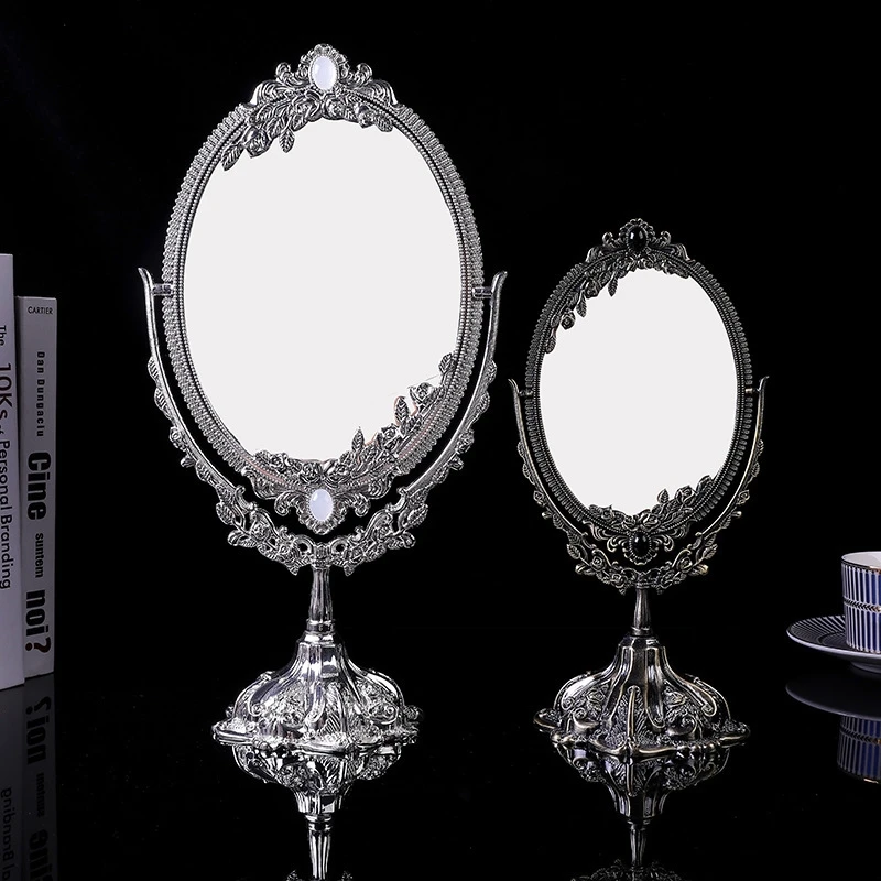 European Metal Double Sided Vintage Makeup Mirror Hd Vanity Table Decor For Women Brides Wedding Gift Elegant Romantic Princess