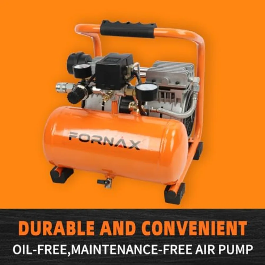 ضاغط هواء فائق الهدوء 1.3 جالون 1HP 65dB ضاغط محمول صامت خالي من الزيت 125 رطل لكل بوصة مربعة بحد أقصى 120 فولت لتضخم الإطارات مسدس مسامير G #4