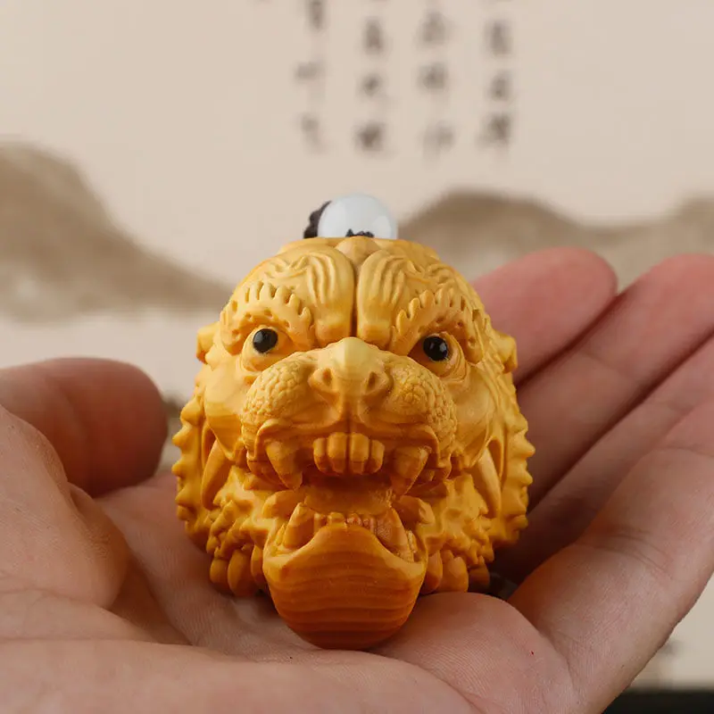 Huang Yang Wood Carving Handheld Piece Carry-on Solid Wooden Charms Luca Wealth and Happiness Protecting Myth Gluttonous Beast