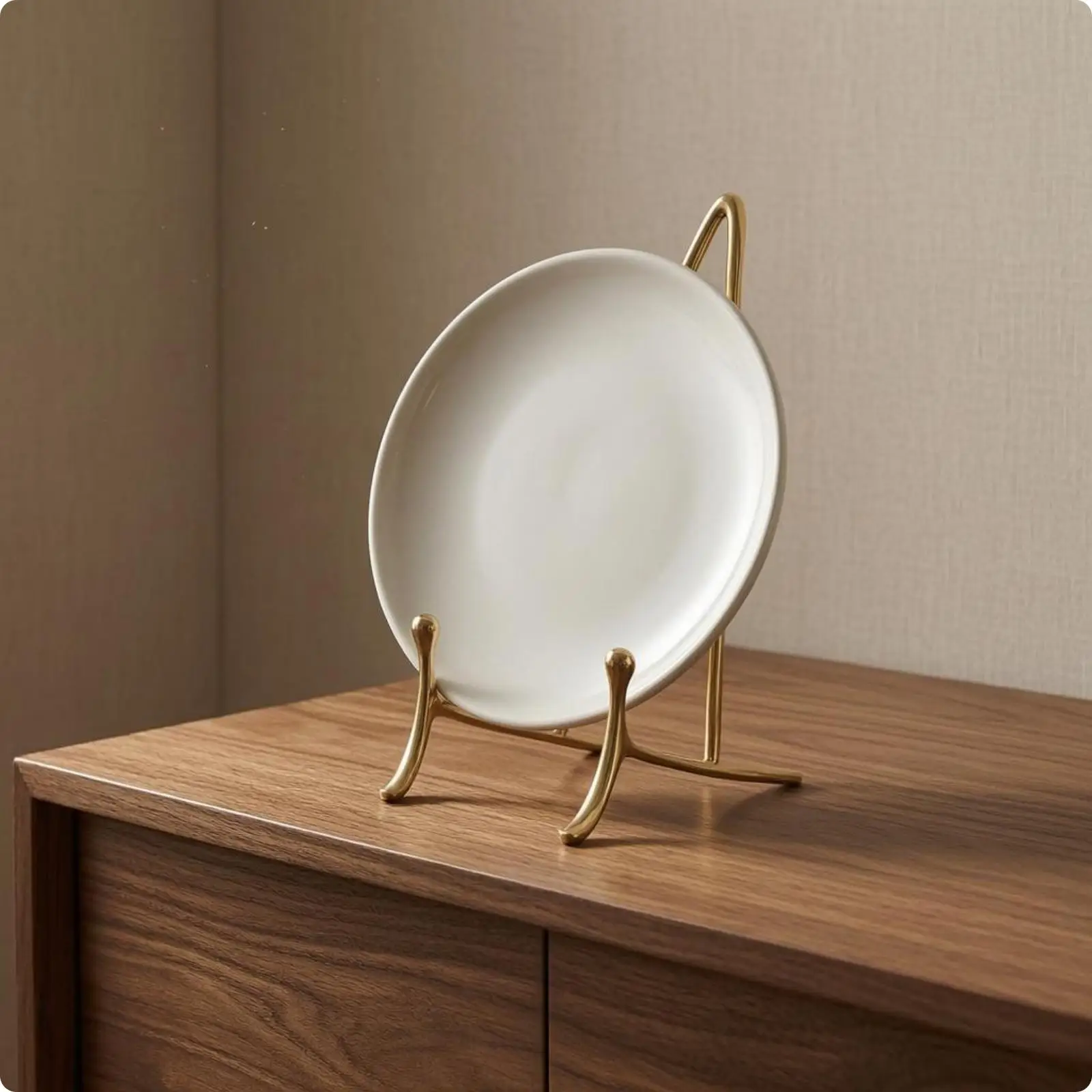 Brass Plate Stand Wire Frame Plate Display Stand Triangular Support