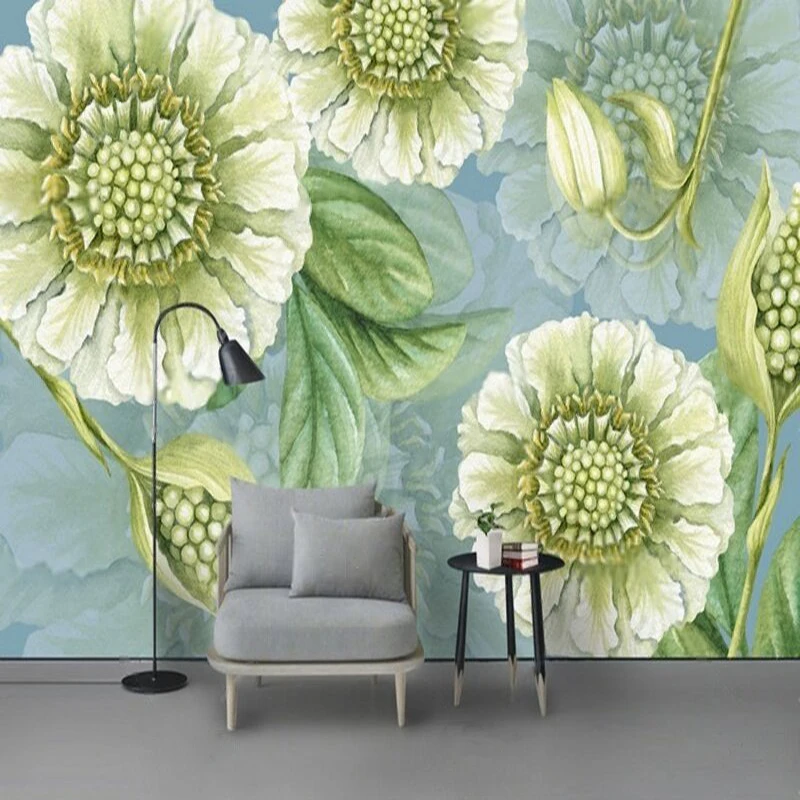 New Modern Nordic Minimalist Hand-Painted Floral Beautiful High-End Silhouette Rural Landscape Art Wall Sticker For Wardrobe