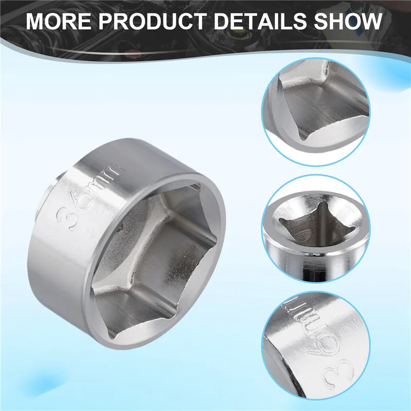 ABPQ-36Mm 6 จุดกรองน้ํามันประแจซ็อกเก็ต Remover ขลุ่ยถ้วยที่อยู่อาศัย Removal