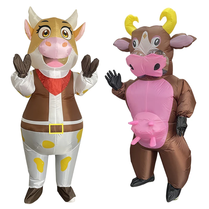 Aufblasbare Kuh-Kostüme für Halloween, Geburtstagsfeiern, Tier-Cosplay, Interessante Bühnenauftritte, Cartoon-Puppen-Kleidung