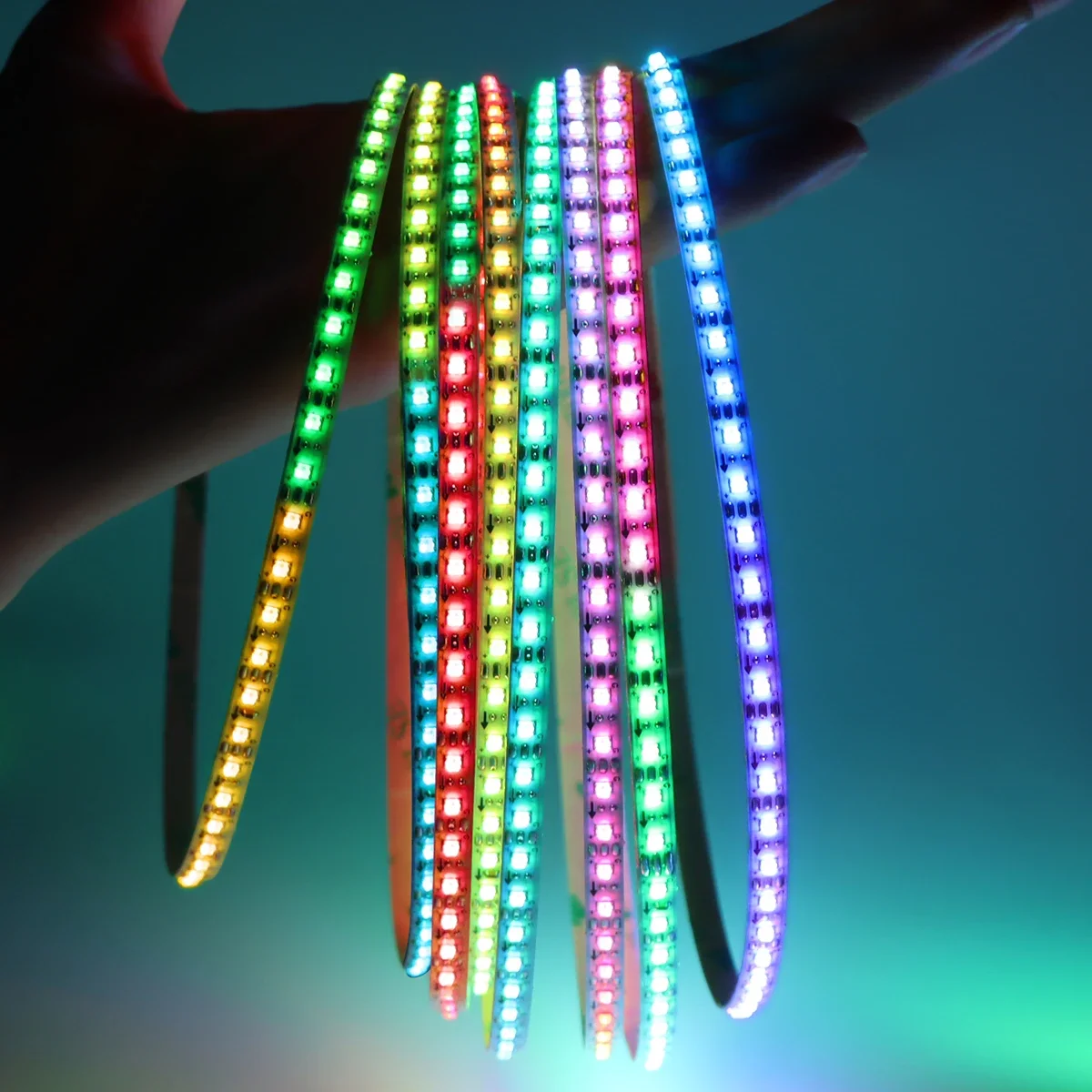Tira de Luces LED WS2812B 2020SMD Ultra Estrecha de 5 mm, DC5V, Direccionable Individualmente, Rgbic, 60/160 Leds/m, RGB DreamColor, Cinta de Neón Decorativa