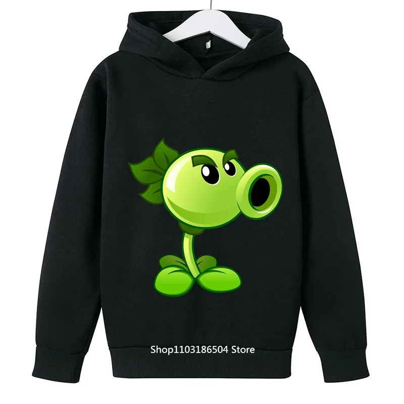 2024 Spring And Autumn Children Plants Vs. Zombies Fashion Clothing Boys Hoodie Set Pullover Girls Sweatshirt Casual Sweatpants